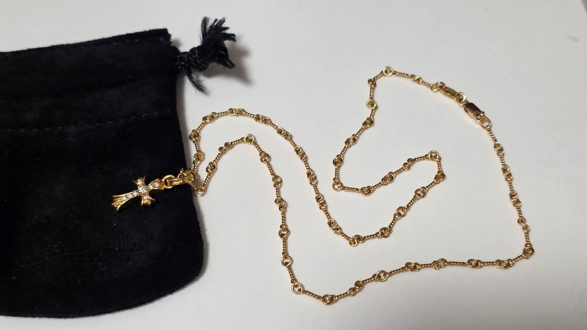 Chrome Hearts 22K CH Cross Baby Fat Charm with Pave Diamond "Yellow Gold"
