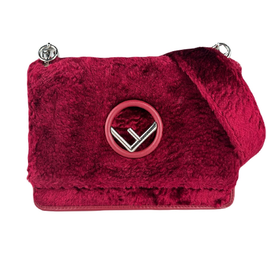 フェンディ FENDI ショルダーバッグ キャナイエフ ファー レッド レディース 8BT284 A06E【中古】 z8922