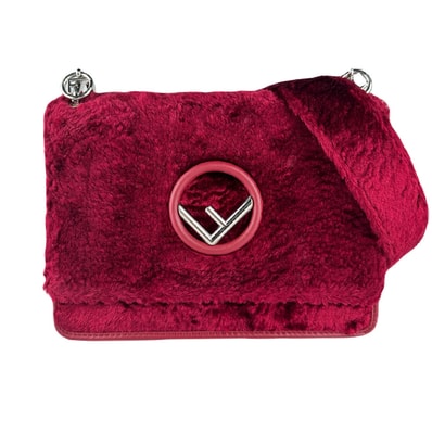 フェンディ FENDI ショルダーバッグ キャナイエフ ファー レッド レディース 8BT284 A06E【中古】 z8922