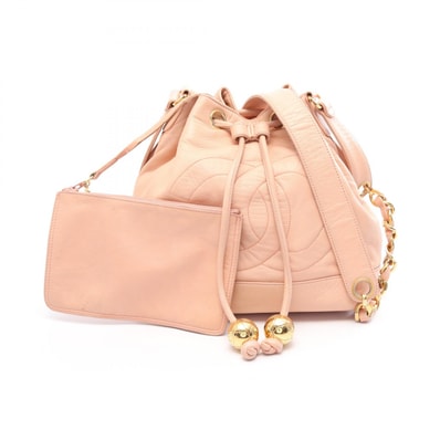 シャネル CHANEL ココマーク 巾着 ショルダーバッグ バッグ ラムスキン(羊革) レディース ピンク系 【中古】