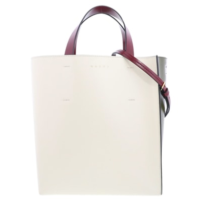 MARNI マルニ MUSEO トートバッグ SHMP39Y0 ポリッシュレザー ホワイト カーキ レディース【中古】