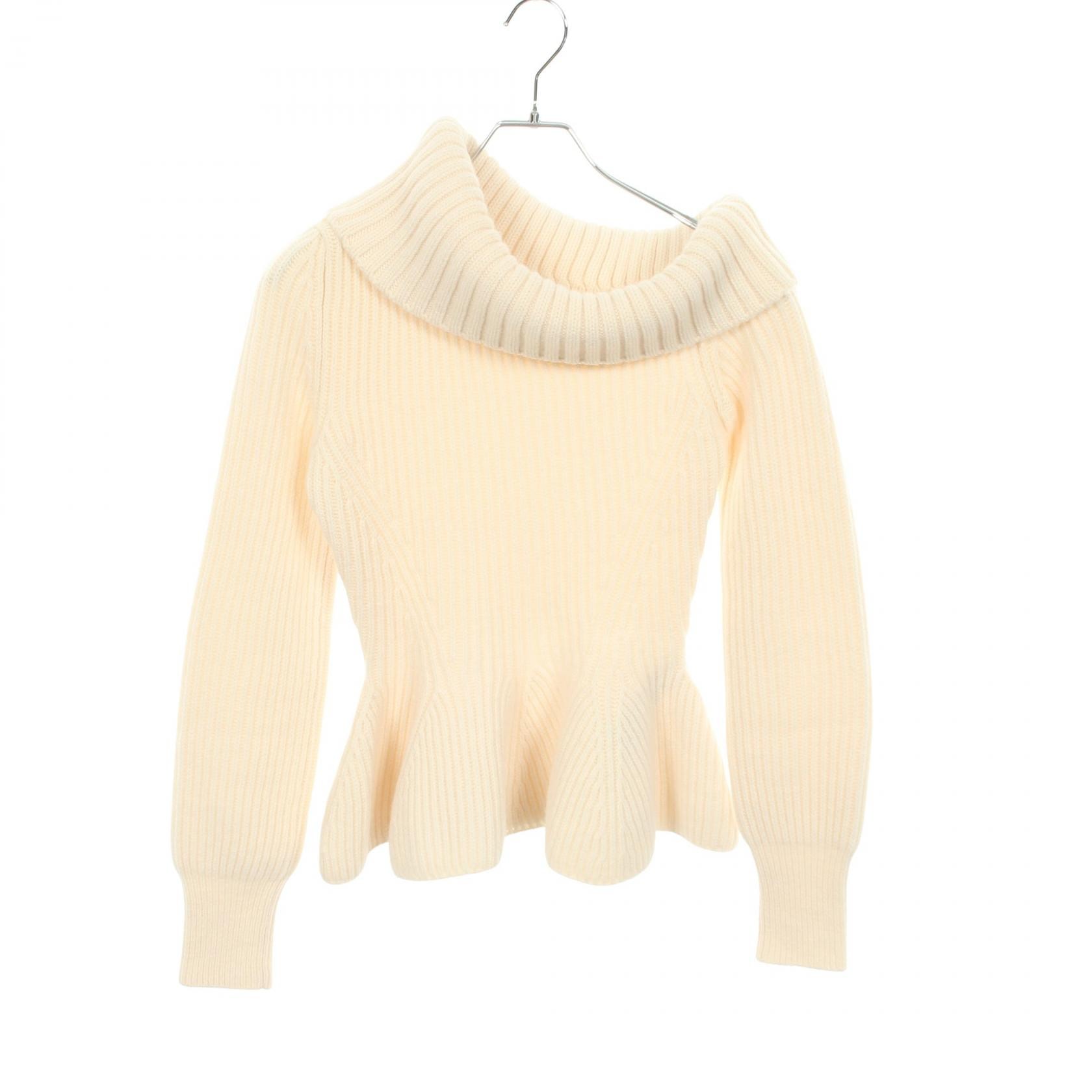 アレキサンダーマックイーン Alexander McQueen ペプラム 変形 ニット 衣料品 トップス ウール レディース ホワイト系 【中古】