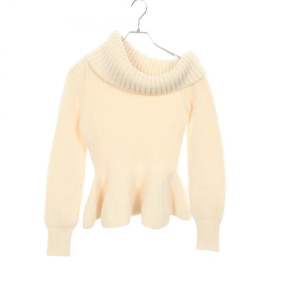 アレキサンダーマックイーン Alexander McQueen ペプラム 変形 ニット 衣料品 トップス ウール レディース ホワイト系 【中古】