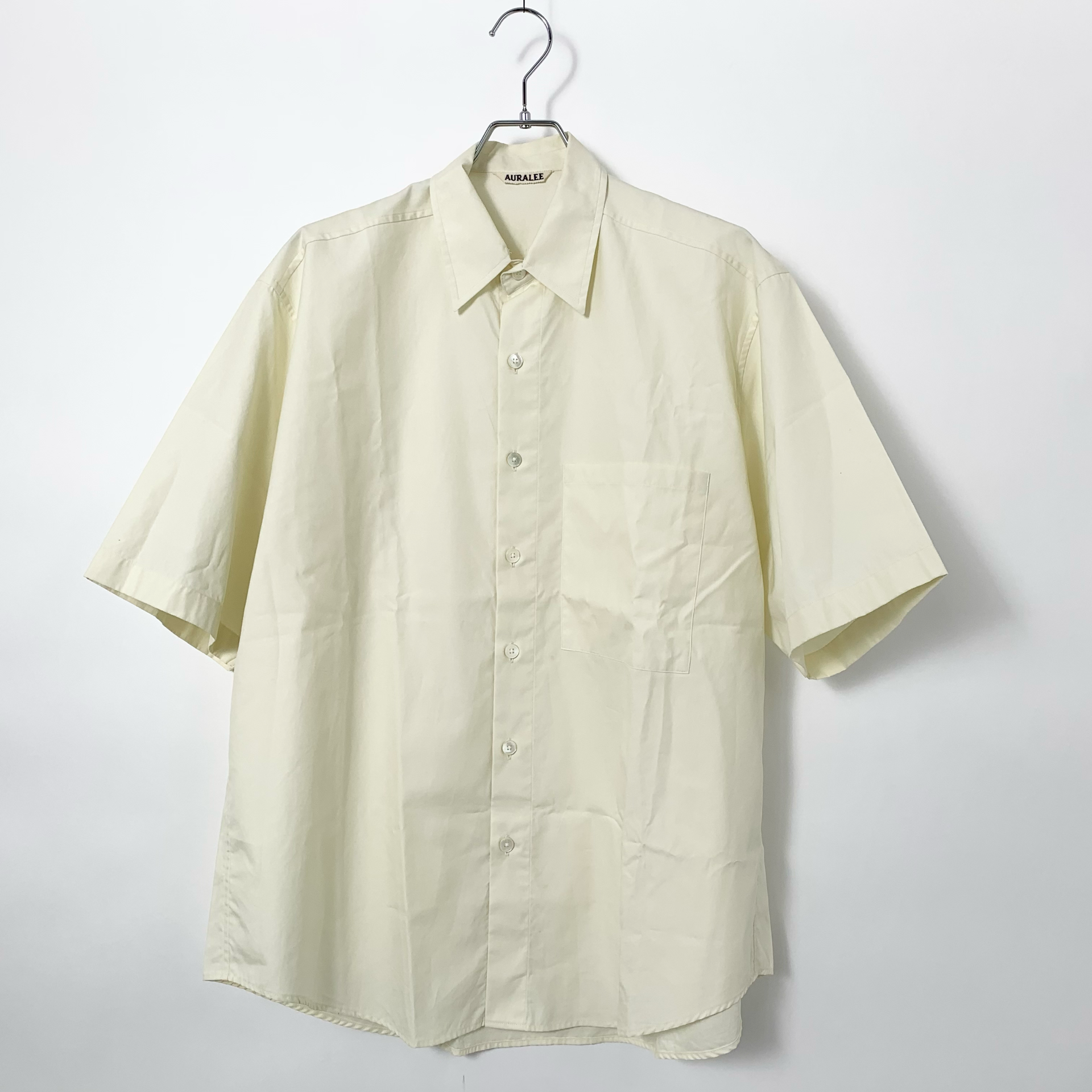 AURALEE Washed Finx Twill Big Half Sleeved Shirt "Vanilla"