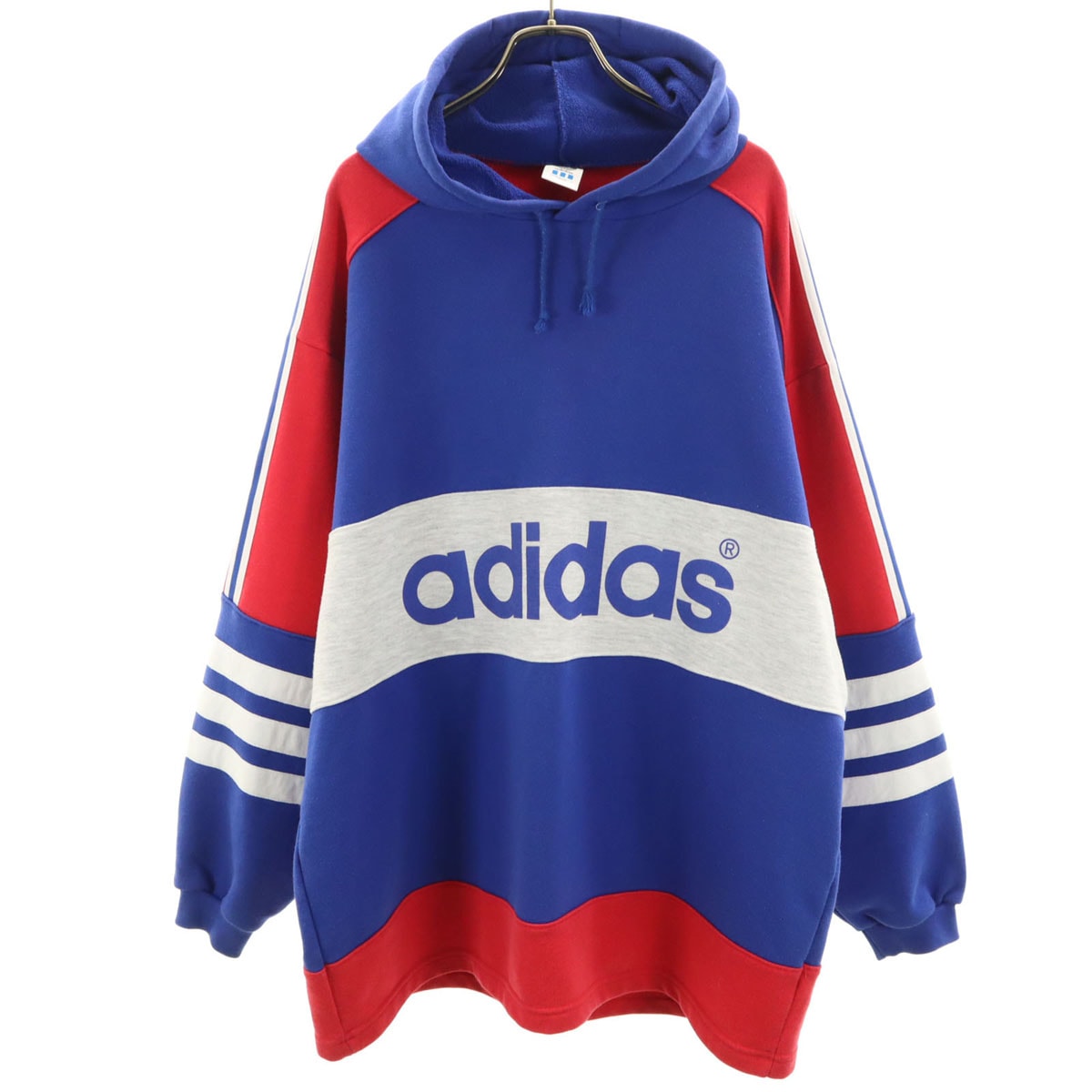 adidas アディダス 80s 日本製 ヴィンテージ 長袖 スウェットパーカー O-XO ブルー系 プルオーバー デサント