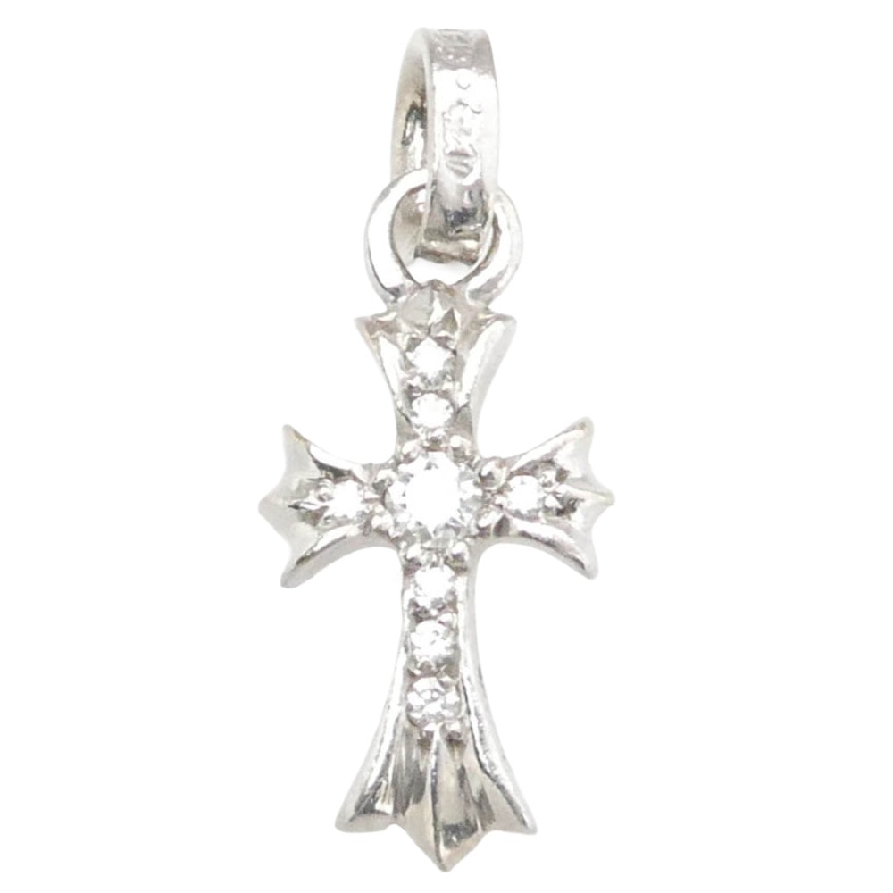 Chrome Hearts 18K CH Cross Baby Fat Charm w/ Pave Diamond "White Gold"