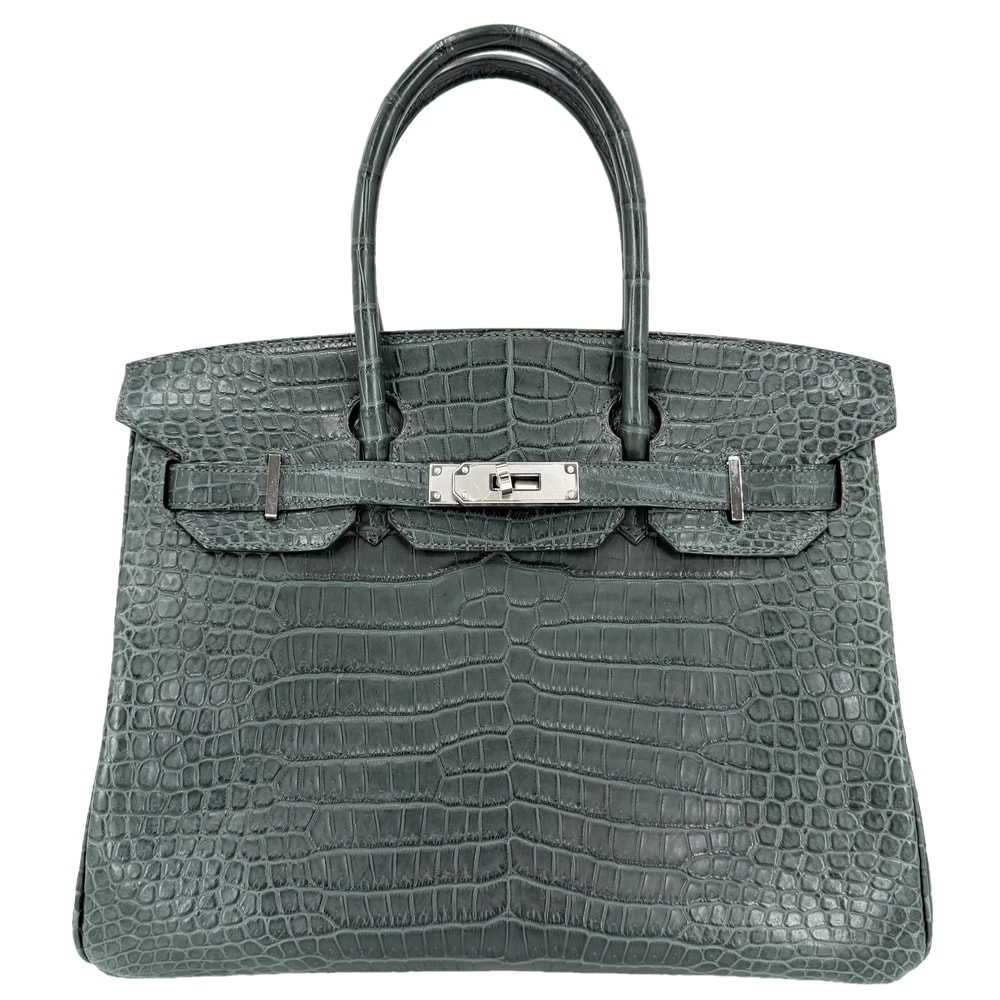 HERMES エルメス ハンドバッグ バーキン30 内縫い マット Z刻印 ポロサスマット ダークグリーン シルバー金具 レディース 2021年【中古品】