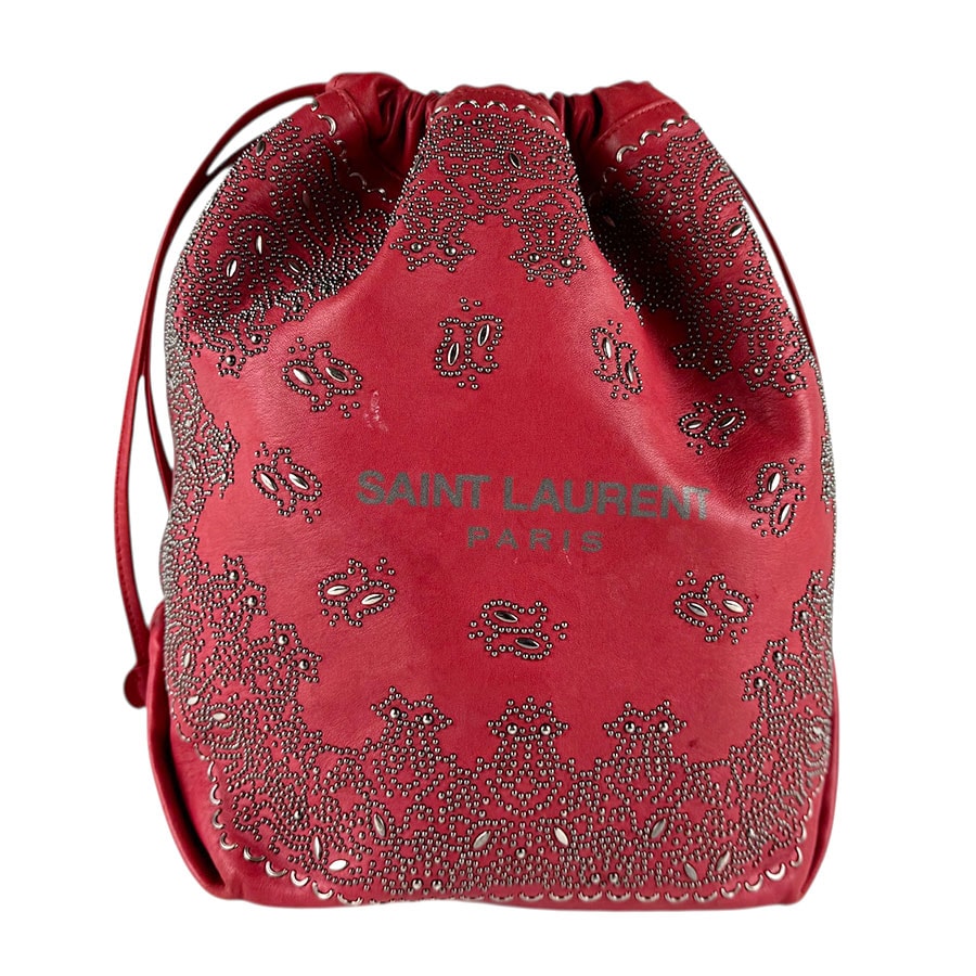 サンローラン SAINT LAURENT ショルダーバッグ レザー/メタル レッド レディース【中古】 z8254