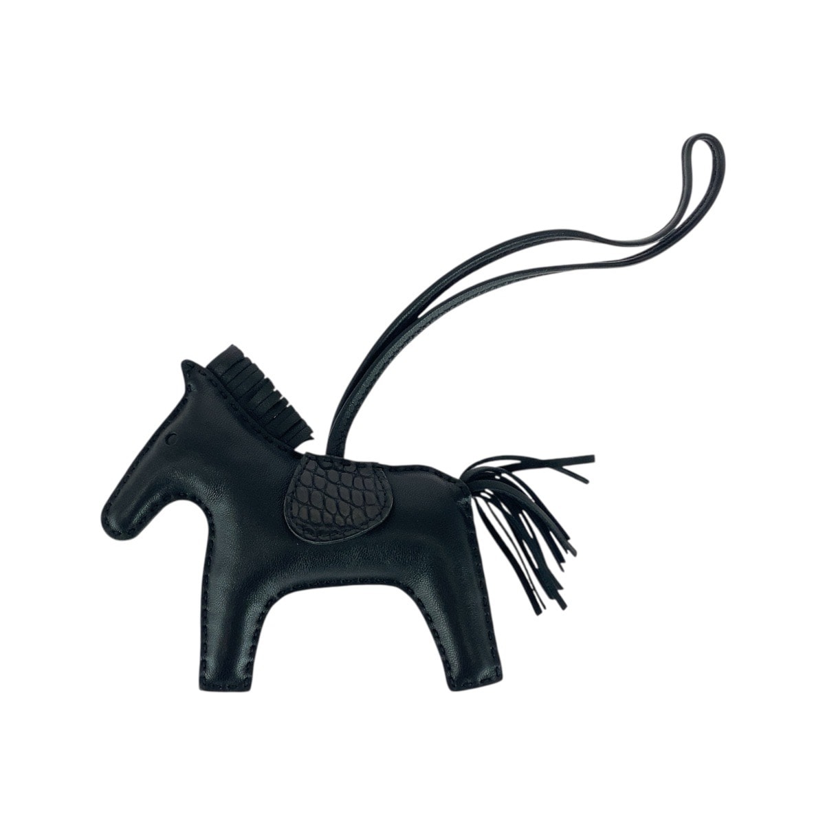 美品 HERMES エルメス ロデオ ペガサスMM ブラック 黒 アニョーミロ クロコダイル/ キーホルダー バッグチャーム 506734 【中古】