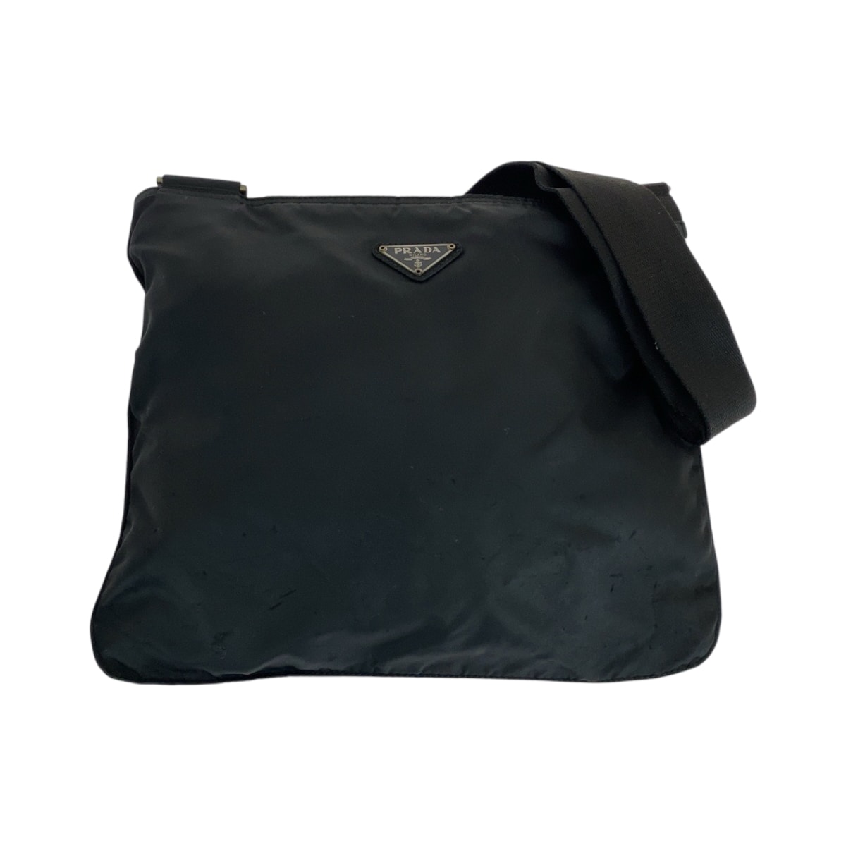 PRADA プラダ テスート 三角ロゴプレート ブラック 黒 シルバー金具 ナイロン ショルダーバッグ ポシェット 602966 【中古】