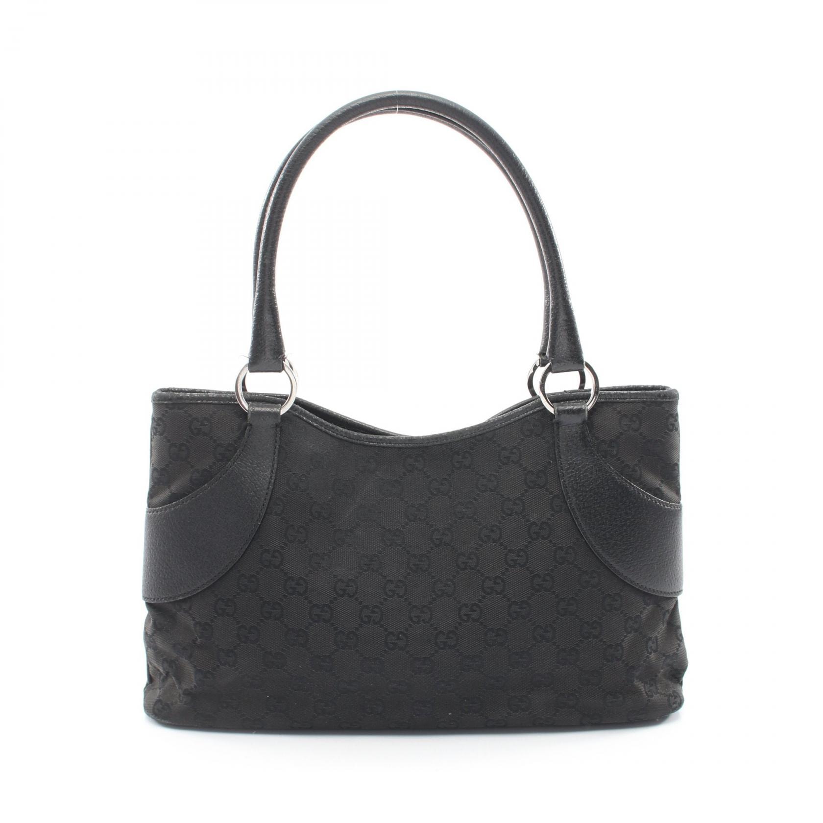 グッチ GUCCI GGキャンバス トートバッグ バッグ キャンバス レザー レディース ブラック系 113015 【中古】