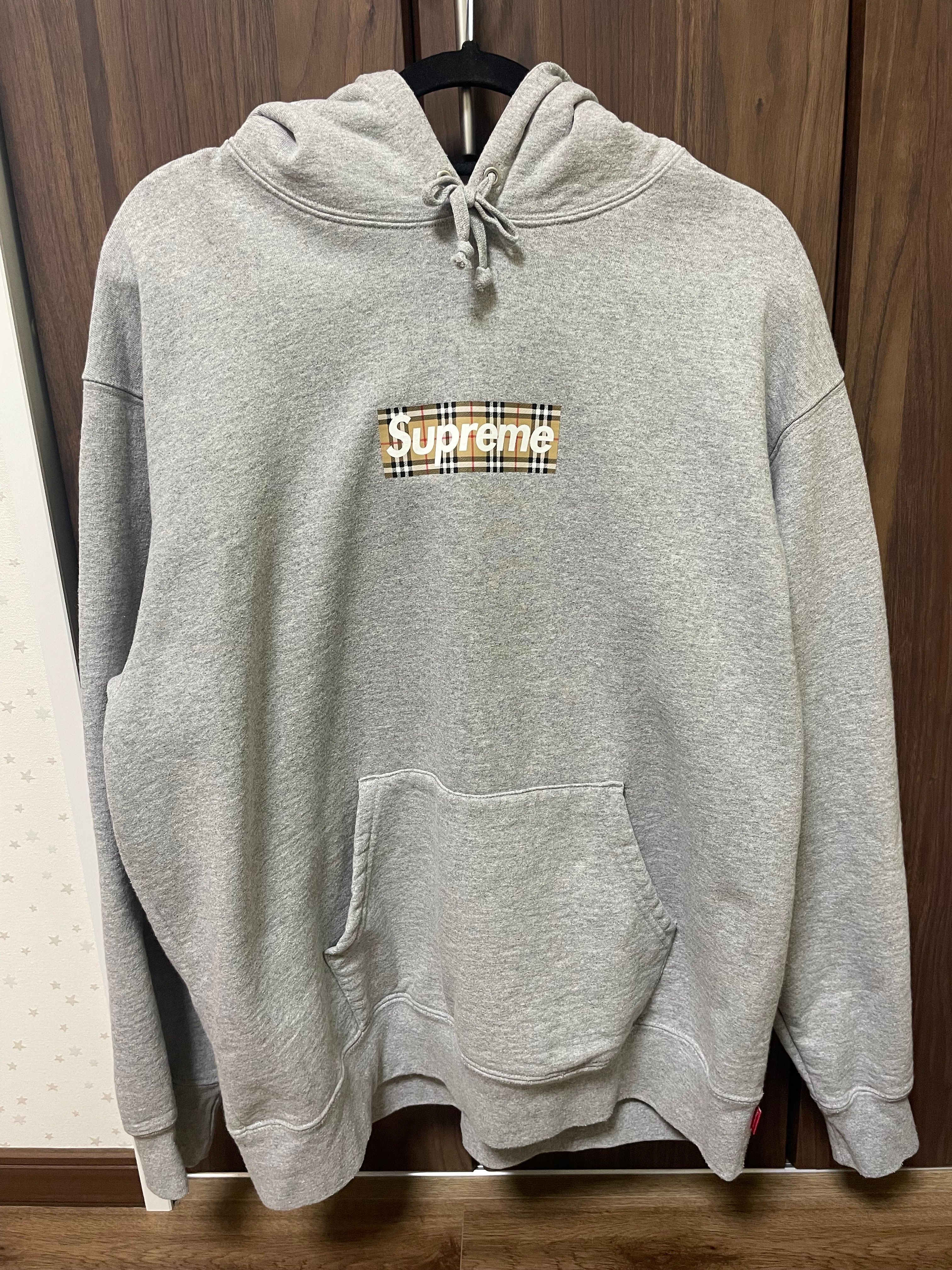 Supreme / Burberry Box Logo Hooded Sweatshirt "Heather Grey"