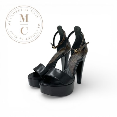 ルイヴィトン LOUIS VUITTON アフターグローライン モノグラム サンダル 靴 シューズ レザー ブラック ブラウン ストラップ