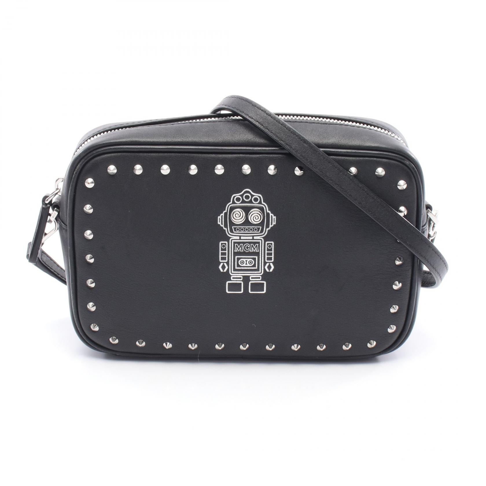 エム・シー・エム MCM ロボット ショルダーバッグ バッグ レザー レディース ブラック系 【中古】