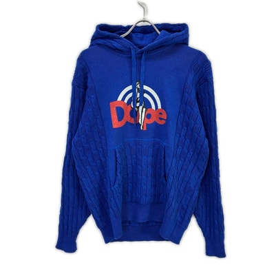 ヒステリックグラマー 02203NS02 ブルー リネン DOPE GIRL ケーブルニットパーカー S