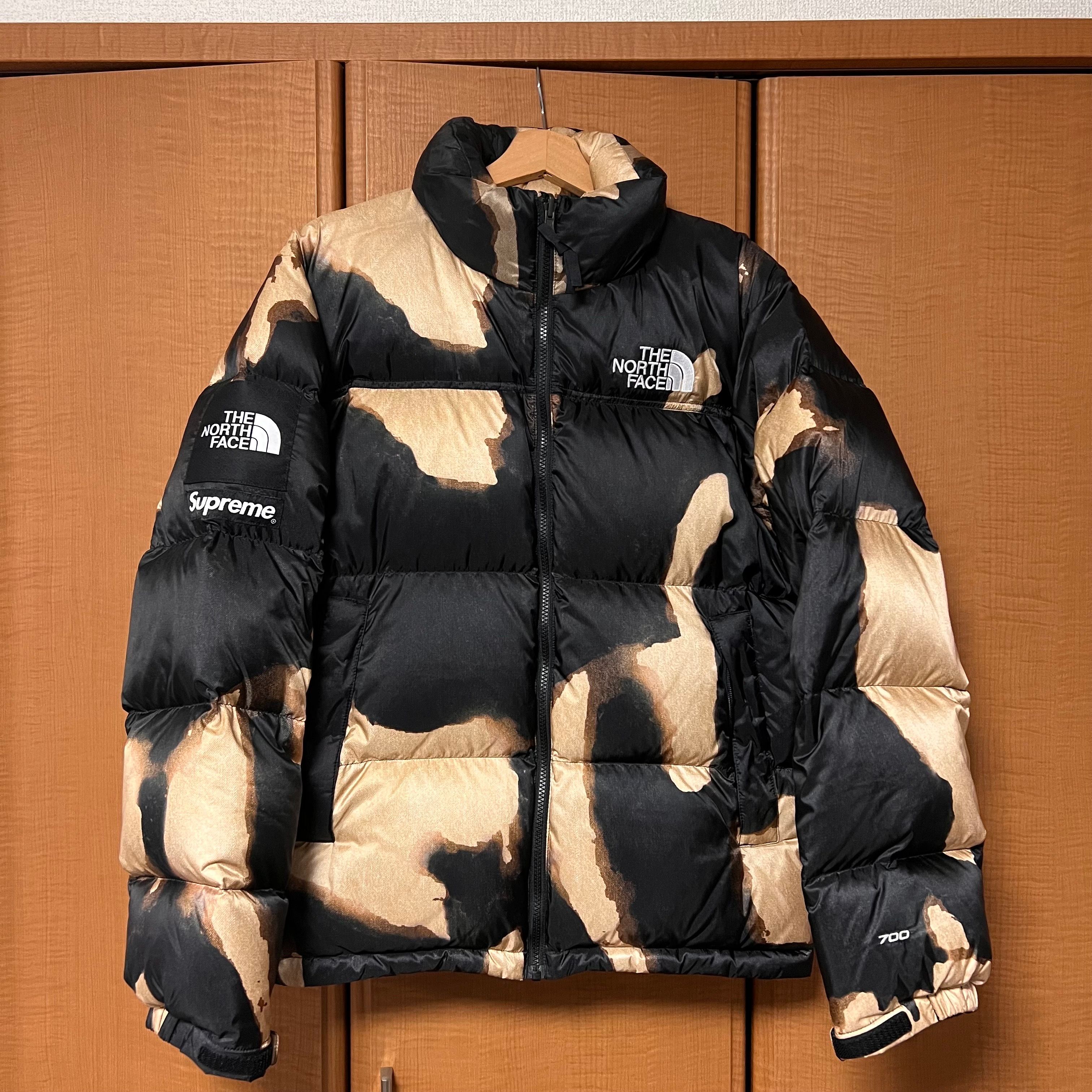 Supreme x The North Face Bleached Denim Print Nuptse Jacket "Black"