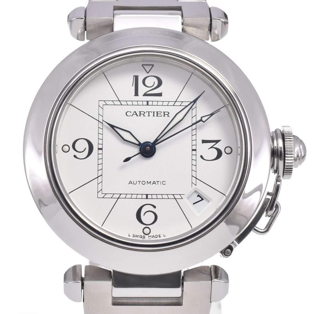 カルティエ CARTIER W31074M7 パシャC デイト ホワイト 自動巻き ユニセックス 美品 腕時計 J#149704