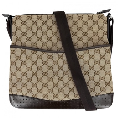 GUCCI グッチ ショルダーバッグ パンチング ワンショルダー 肩掛け 斜め掛け 145857 GGキャンバス ベージュ ブラウン 茶 シルバー金具 レディース【中古品】