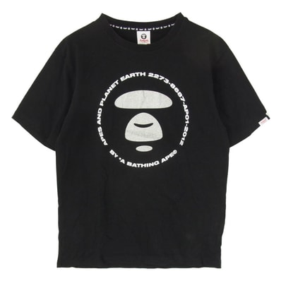 A BATHING APE アベイシングエイプ Tシャツ aaptem0534xxd AAPE BY A BATHING APE ラメ 猿 プリント 半袖 Tシャツ ブラック系 L【中古】