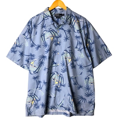 古着 ラルフローレン Ralph Lauren POLO by Ralph Lauren CLAYTON 総柄 オープンカラー ハワイアンアロハシャツ ボックスシャツ メンズXL相当/eaa579462