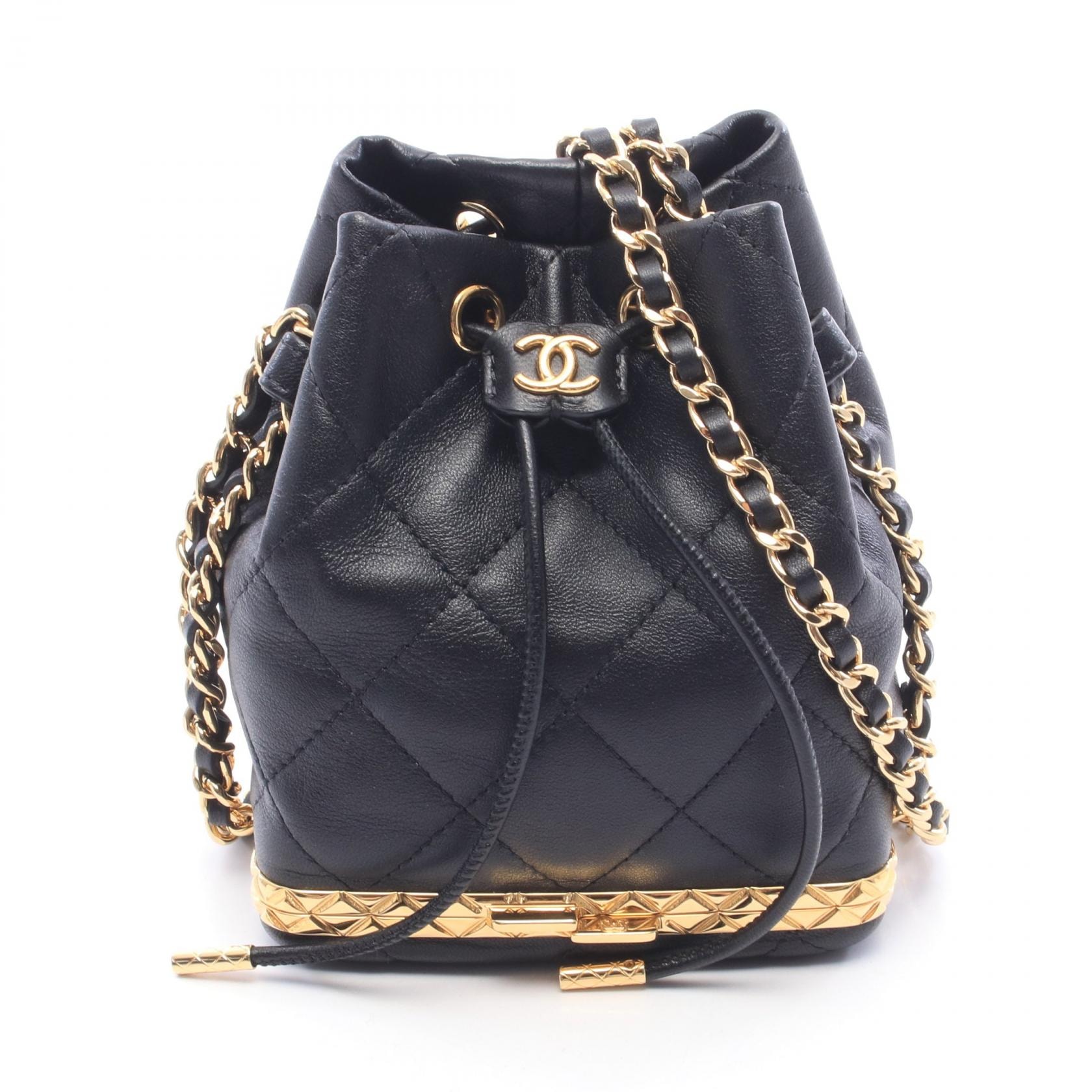 シャネル CHANEL マトラッセ スモール バケットバック ショルダーバッグ バッグ ラムスキン(羊革) レディース ブラック系 AP2750 【中古】