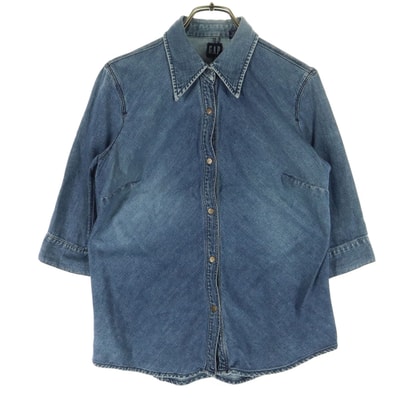 GAP ギャップ 長袖 デニム ブラウス S ブルー