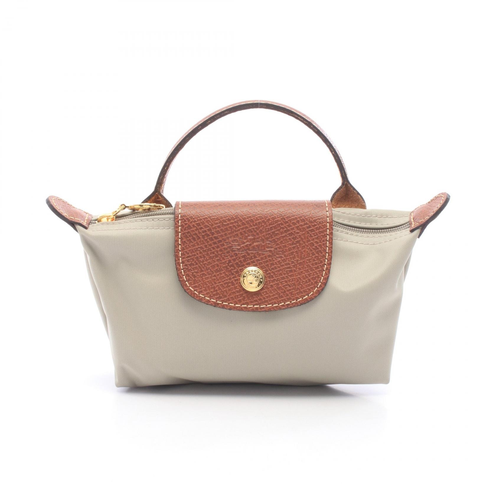 ロンシャン Longchamp ル プリアージュ オリジナル ポーチ ハンドバッグ バッグ キャンバス レザー レディース グレー系 / ブラウン系 34175089349 【新品】