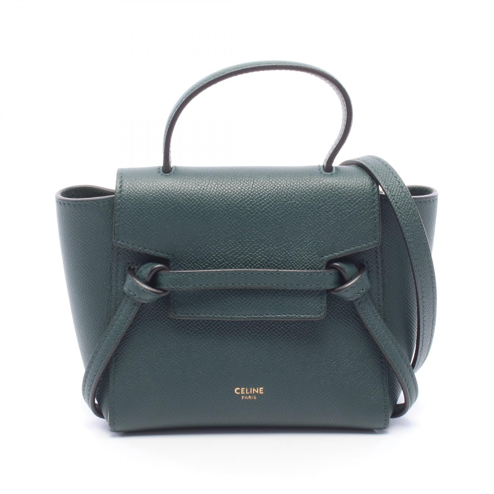 セリーヌ CELINE PICO BELT BAG ピコ ベルトバッグ 2WAY ハンドバッグ バッグ レザー レディース グリーン系 【中古】