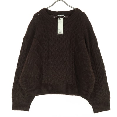 未使用 GU ジーユー 長袖 クルーネック ニット 3XL ブラウン