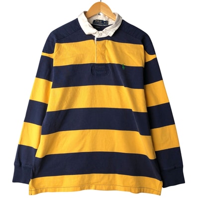 古着 ラルフローレン Ralph Lauren POLO RALPH LAUREN CUSTOM FIT ボーダー柄 長袖 ラガーシャツ メンズXL相当/eaa594508
