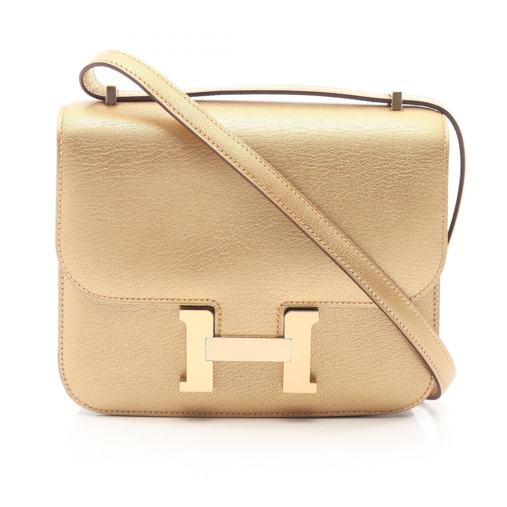 エルメス HERMES コンスタンス3 ミニ ドレ ショルダーバッグ バッグ レザー シェーブルシャムキラ B刻印(2023年製造) レディース ゴールド系 084763CP 【中古】