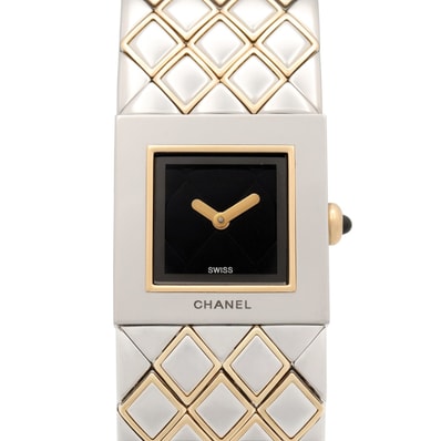 シャネル CHANEL マトラッセ 腕時計 時計 K18(イエローゴールド) ステンレススチール レディース ブラック系 H0475 【中古】