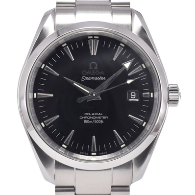 オメガ OMEGA 2503.50 シーマスターアクアテラ デイト CO-AXIAL クロノメーター ブラック 自動巻き メンズ 美品 腕時計 Q#149167