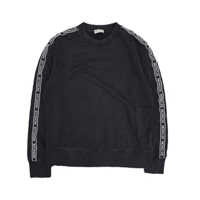 MONCLER モンクレール MAGLIA GIROCOLLO 袖 ラバー ロゴライン トレーナ スウェット G20918G00026 L コットン ブラック メンズ【中古】