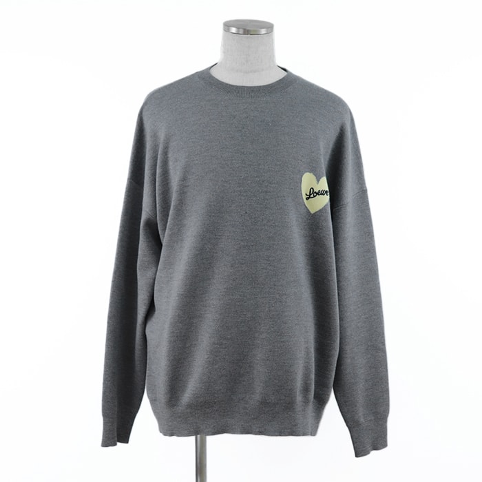 美品 ロエベ H526Y14KEI ロゴ エンブロイダリー セーター メンズ グレー XL LOEWE