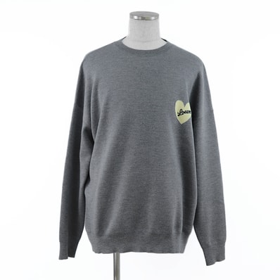 美品 ロエベ H526Y14KEI ロゴ エンブロイダリー セーター メンズ グレー XL LOEWE