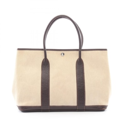 エルメス HERMES ガーデンパーティPM エクリュ エベーヌ トートバッグ バッグ トワルアッシュ / ブッフル トワルアッシュ ベージュ □L刻印(2008年製造) レディース ベージュ系 / ブラウン系 【中古】