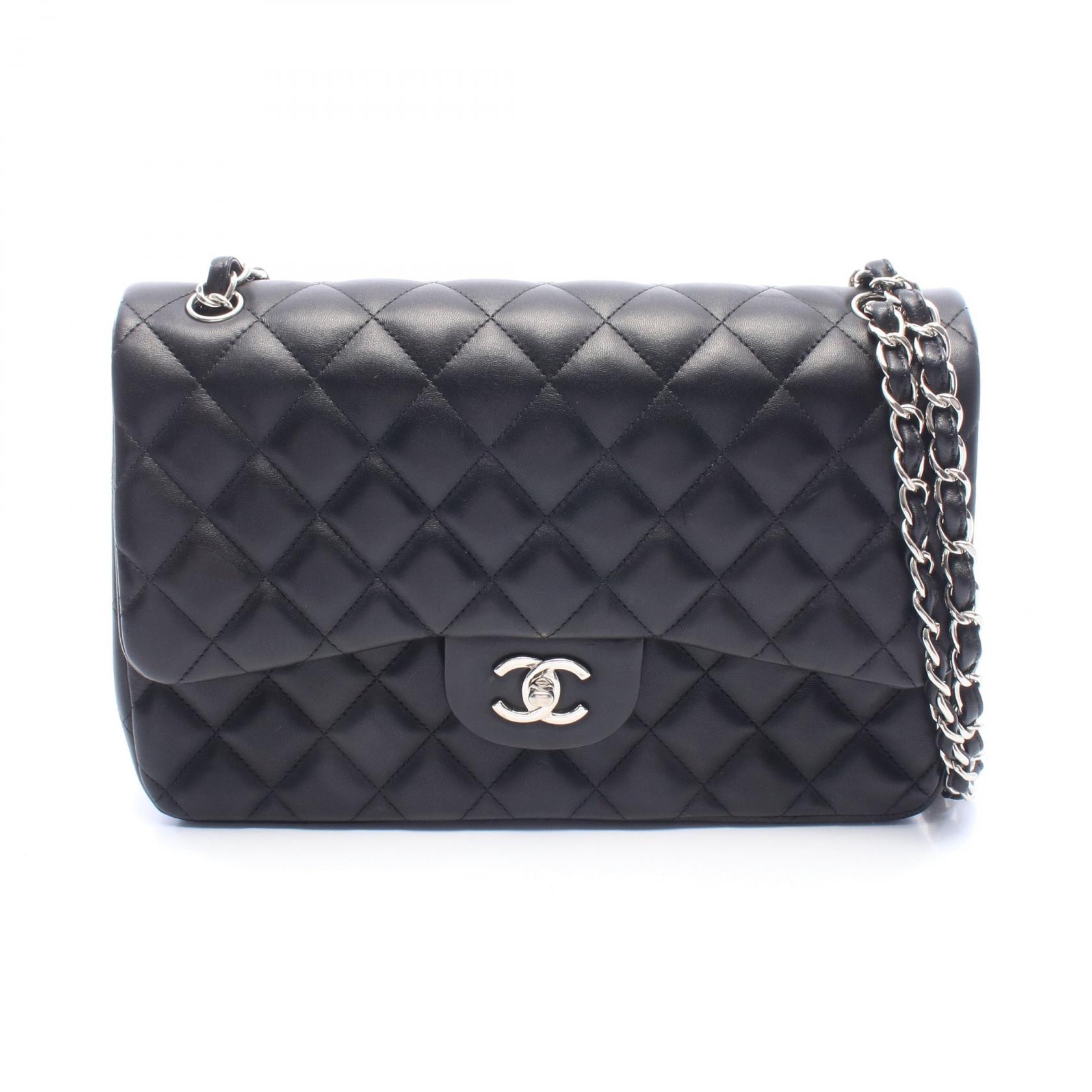 シャネル CHANEL デカマトラッセ30 クラシック ラージ Wフラップ ショルダーバッグ バッグ ラムスキン(羊革) レディース ブラック系 A58600 【中古】