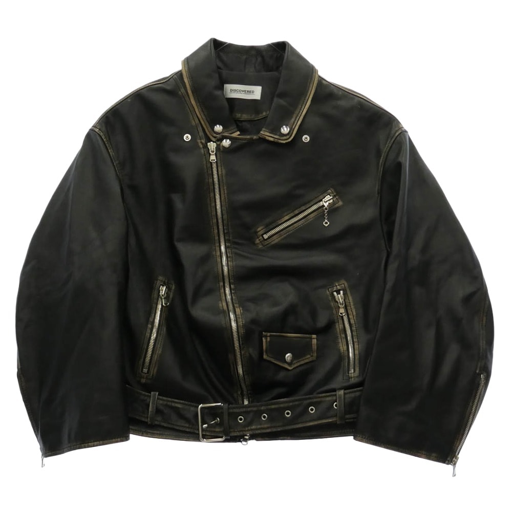 DISCOVERED ディスカバード DC-AW25-BL-08 LEATHER W RIDERS BLOUSON カウレザー ライダース ブルゾン ブラック系 1【中古】