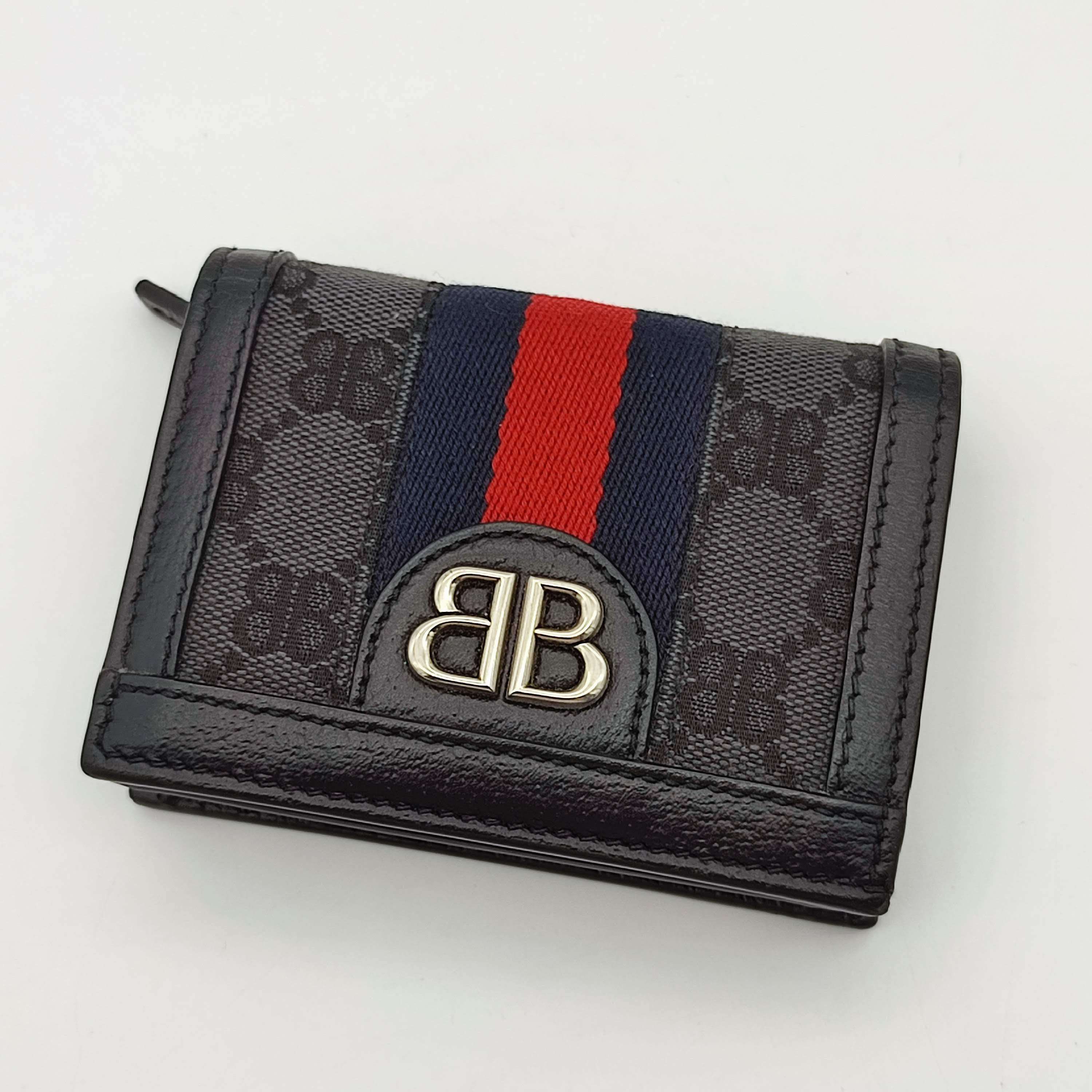 【美品】GUCCI×BALENCIAGAコラボ 折財布 ブラック シェリーライン
