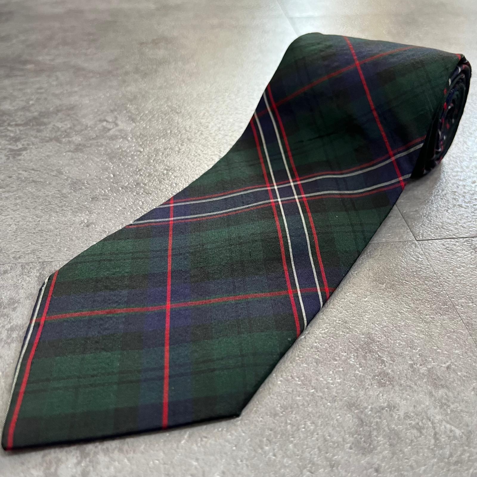 【CHAPS RALPH LAUREN】チャップスラルフローレン タータンチェック 格子柄 ネクタイ ネイビー グリーン レッド シルク100% 日本製 メンズ
