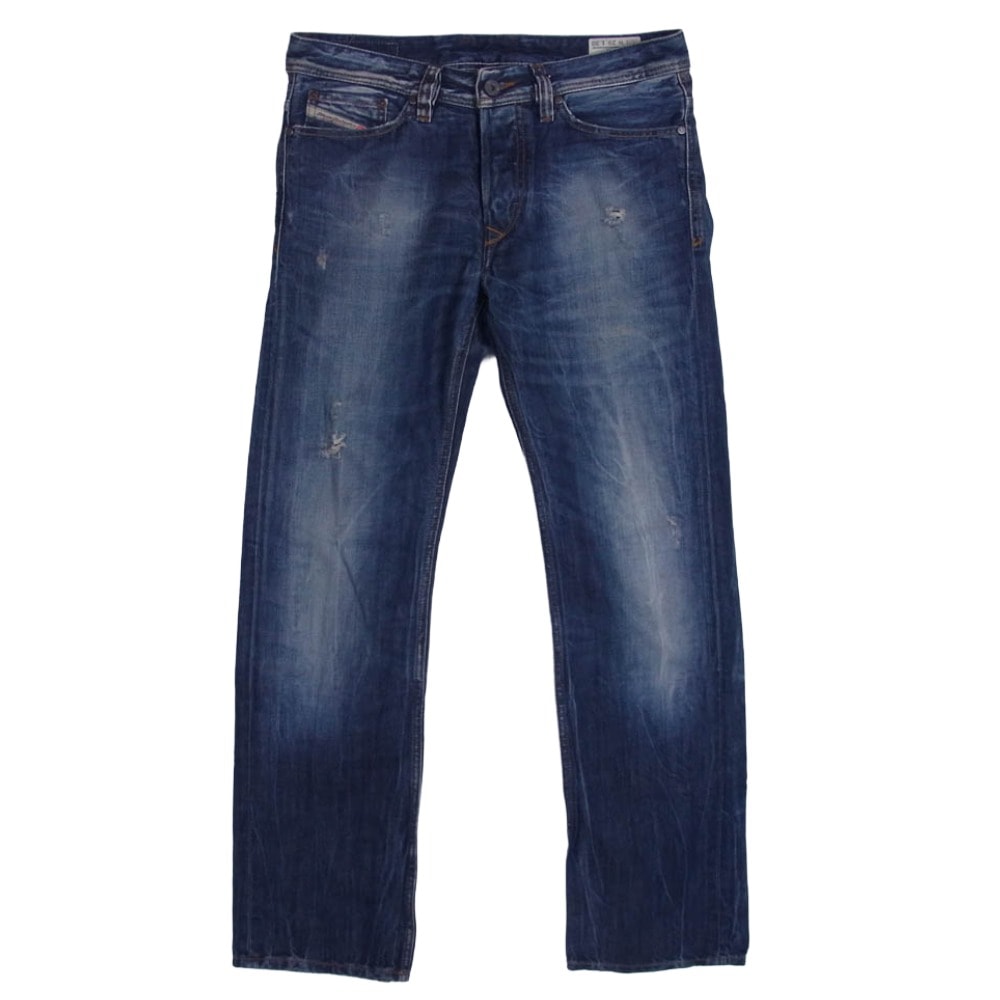 DIESEL ディーゼル デニムパンツ VIKER ダメージ加工 ストレート デニム パンツ インディゴブルー系 W29L30【中古】