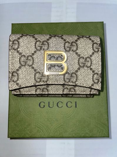 GUCCI x BALENCIAGA The Hacker Card Case Wallet "Beige/Ebony"