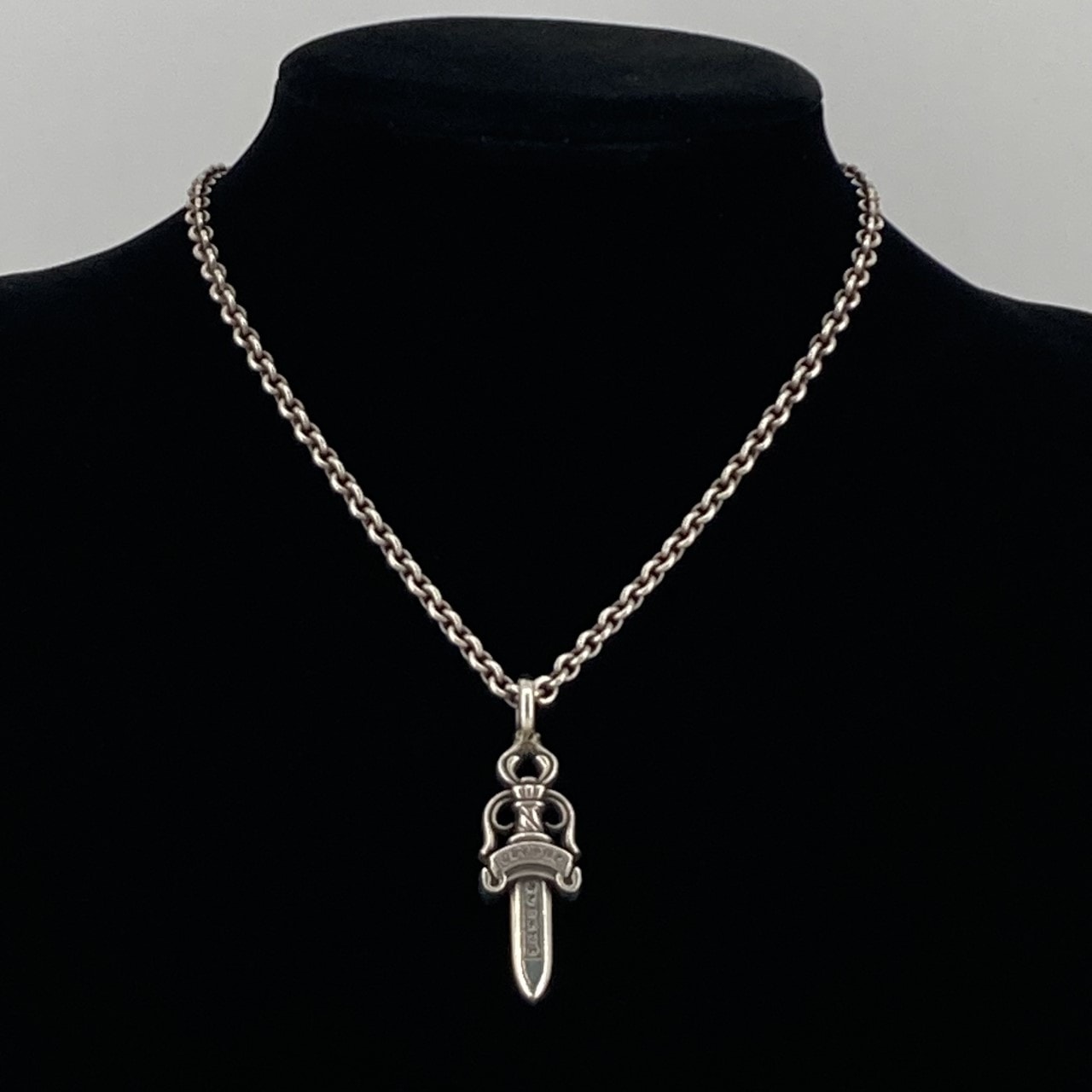 CHROME HEARTS(クロムハーツ) DOUBLE DAGGER/NE Chain  18inch ダブルダガー NEチェーン 18インチ セット  SV925 ネックレス トップ22.77/チェーン21.04g シルバー