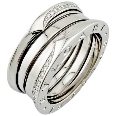 ブルガリ ビーゼロワン3バンド リング 指輪 18号 18金 K18ホワイトゴールド ダイヤモンド ユニセックス BVLGARI 中古