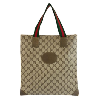GUCCI グッチ ヴィンテージ シェリーライン ベージュ ブラウン GGスプリームキャンバス トートバッグ ハンドバッグ 604227 【中古】