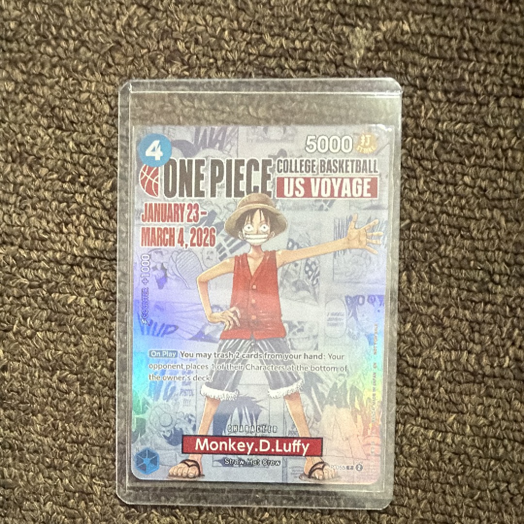 モンキー・D・ルフィ:P (開封済) [P-055]【英語版】(プロモーションカード「ワンピース カレッジ バスケットボール:USボヤージュ」)