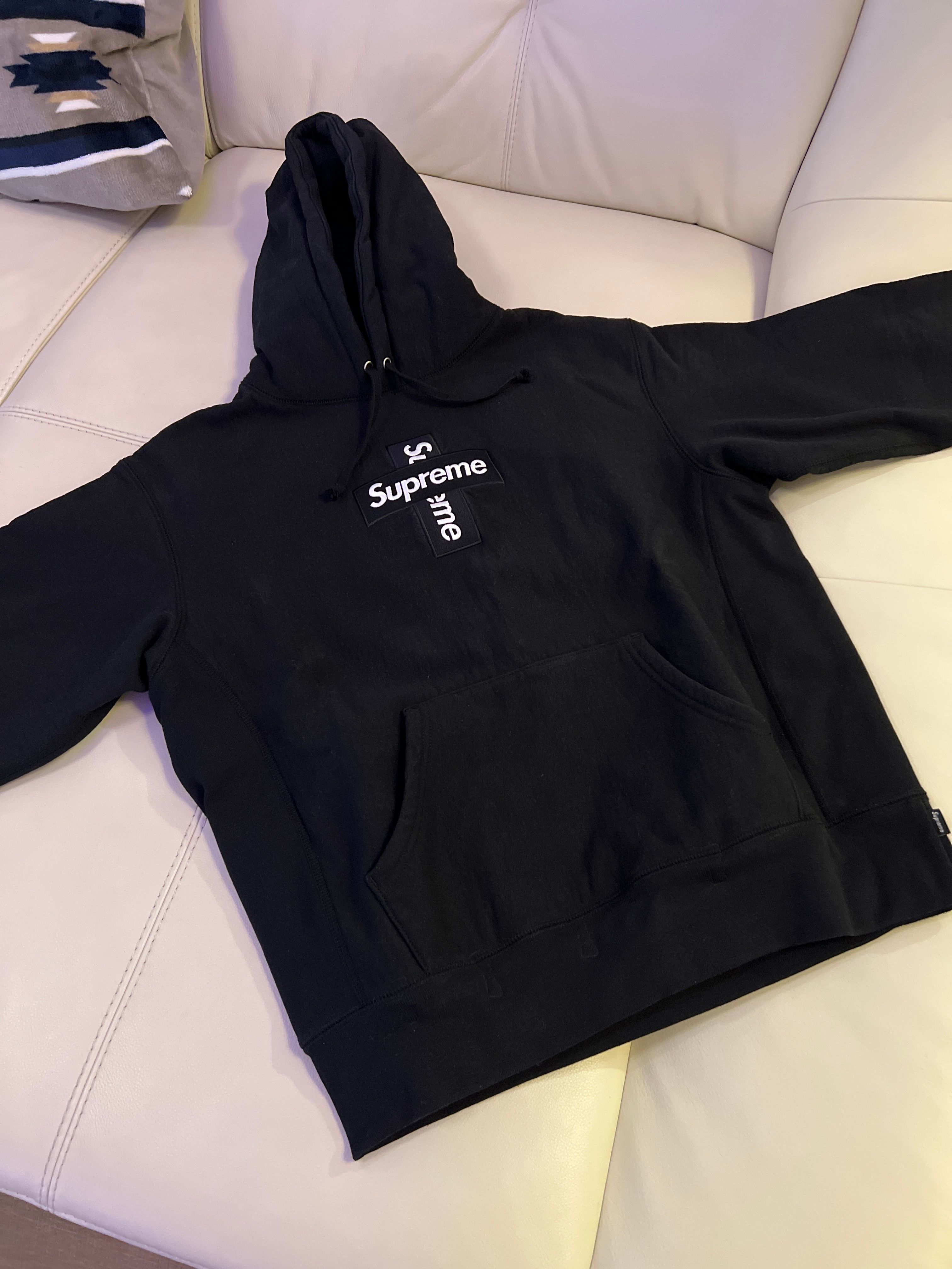 Supreme Cross Box Logo Hooded Sweatshirt "Black"