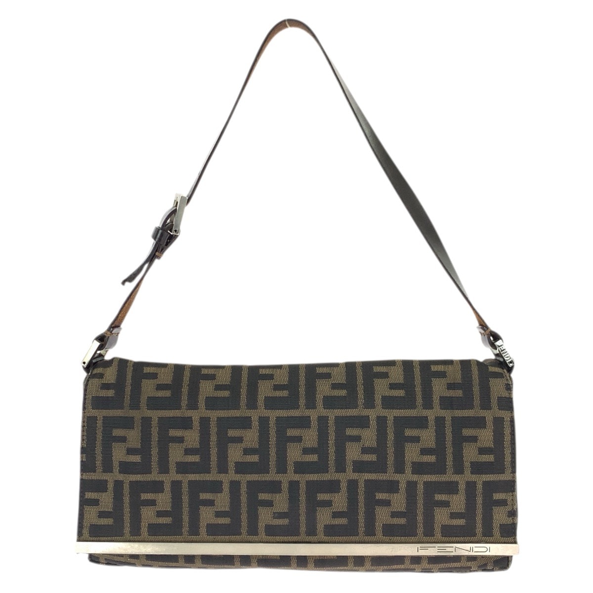 FENDI フェンディ ヴィンテージ ズッカ ブラウン シルバー金具 キャンバス レザー/ ショルダーバッグ ハンドバッグ 601411 【中古】