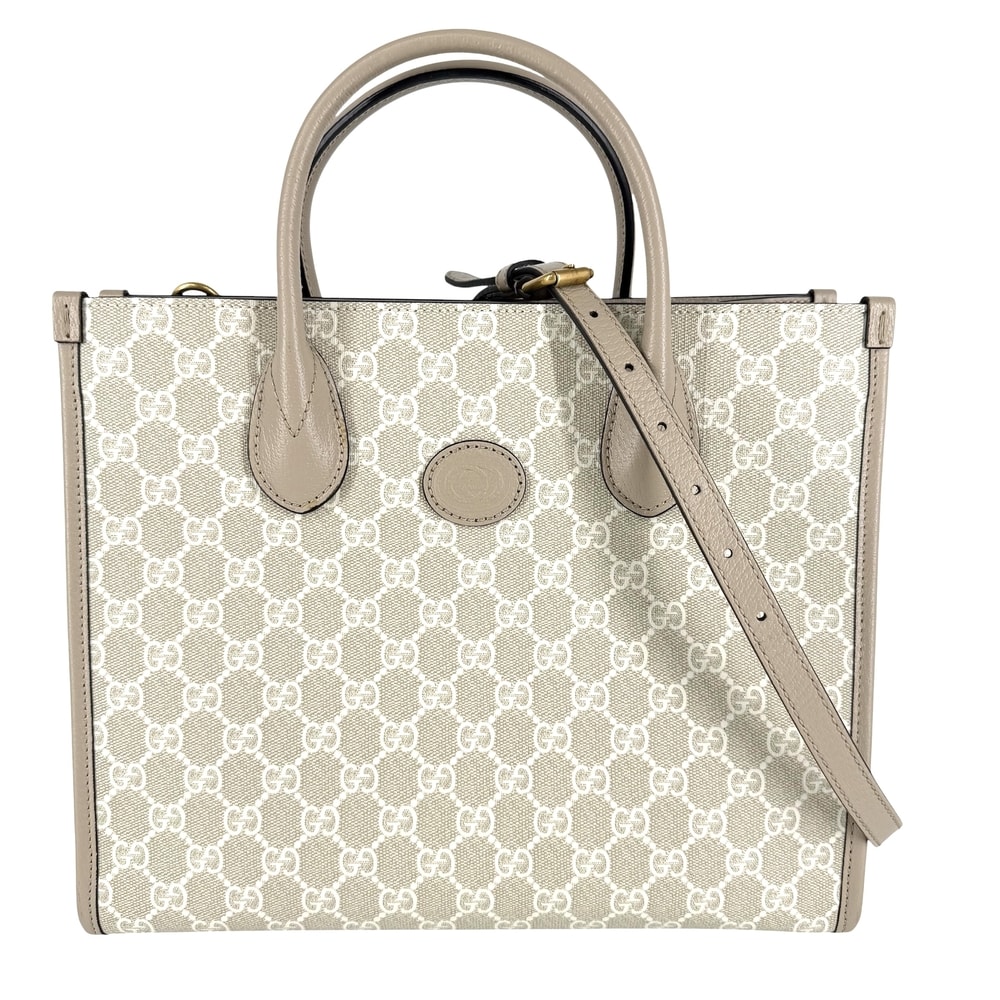 GUCCI グッチ 2WAY トートバッグ ショルダーバッグ 肩掛け 斜め掛け 659983 GGスプリームキャンバス レザー ベージュ ゴールド金具 レディース 美品【中古品】